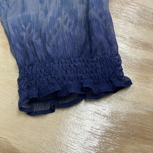 Sundance Silk Chiffon Smocked Semi-Sheer Top Blouse Geometric Ombré Size S Boho - Picture 7 of 12